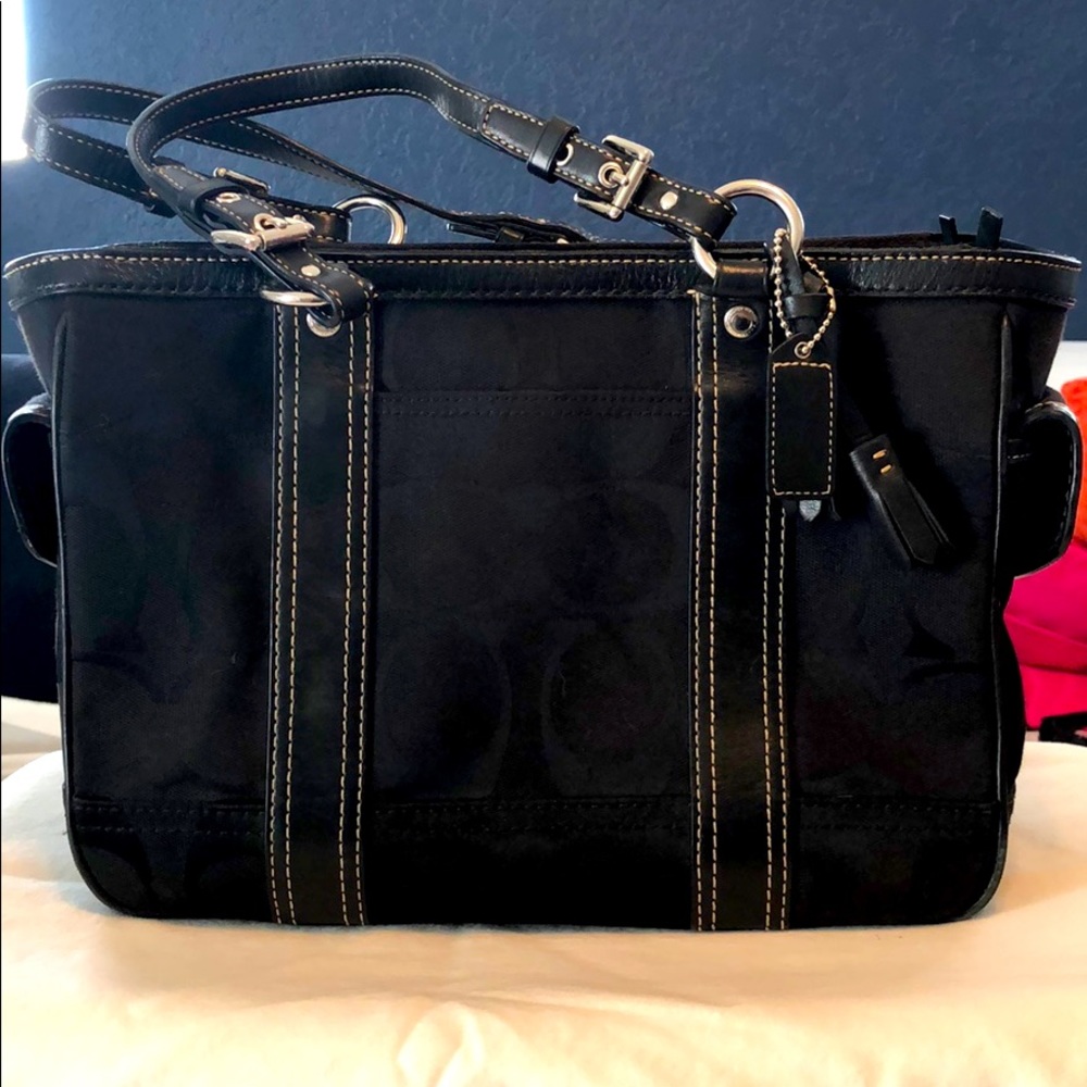 Black coach bucket bag